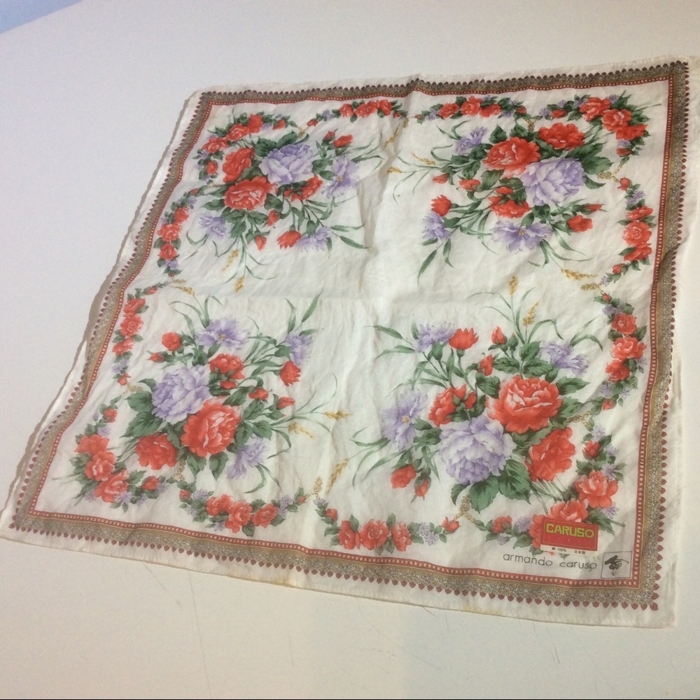 Armando Caruso 100% Cotton Floral Square Scarf